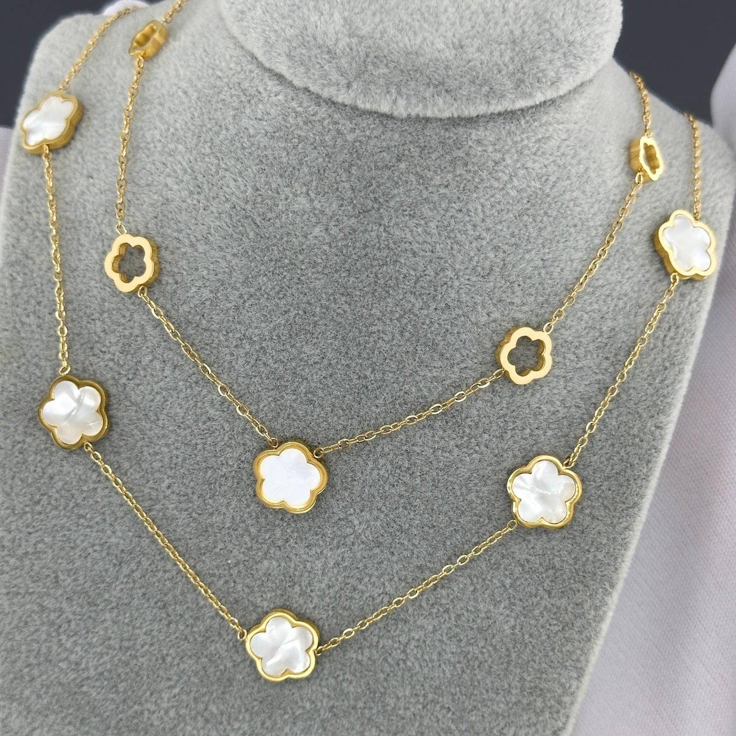 "Flower Meadow" Necklace, 18K Gold Plated Steel