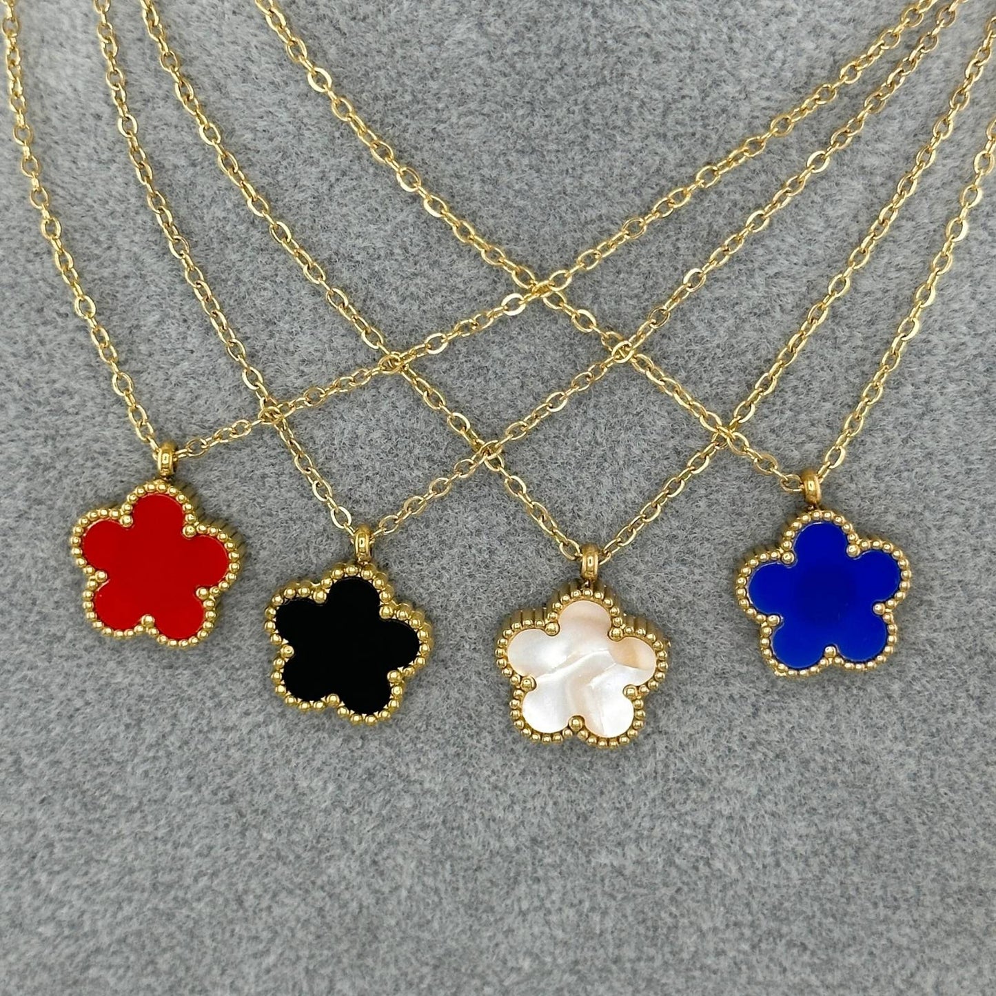 "Flower" Necklace, 18K Gold Plated Steel