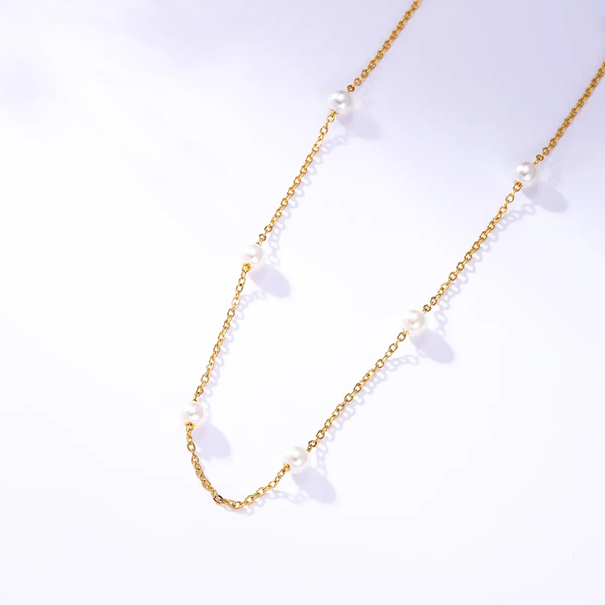 201 Stainless Steel 18K Gold Plated Cute Simple Style Chain Solid Color Necklace Simple Minimalist Summer Beaded Jewelry