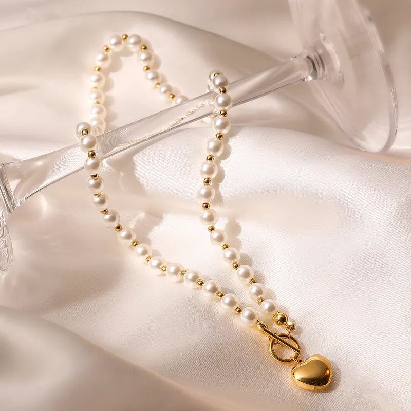 304 Stainless Steel Simple Style Commute Plating Heart Shape Pendant Necklace
