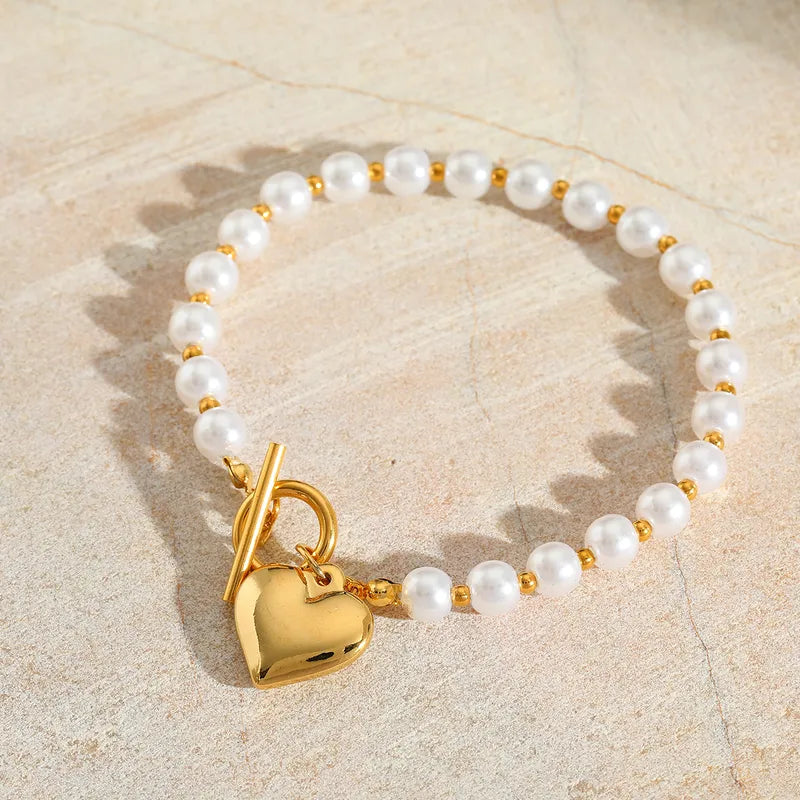 304 Stainless Steel Simple Style Commute Plating Heart Shape Pendant Necklace