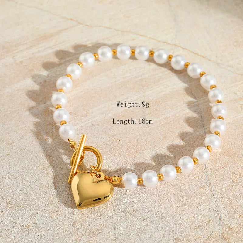 304 Stainless Steel Simple Style Commute Plating Heart Shape Pendant Necklace
