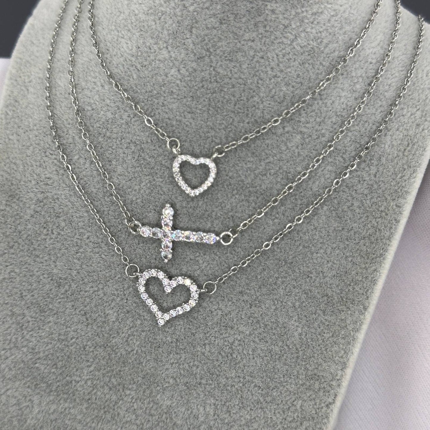 Hearts" Necklace, Stainless Steel