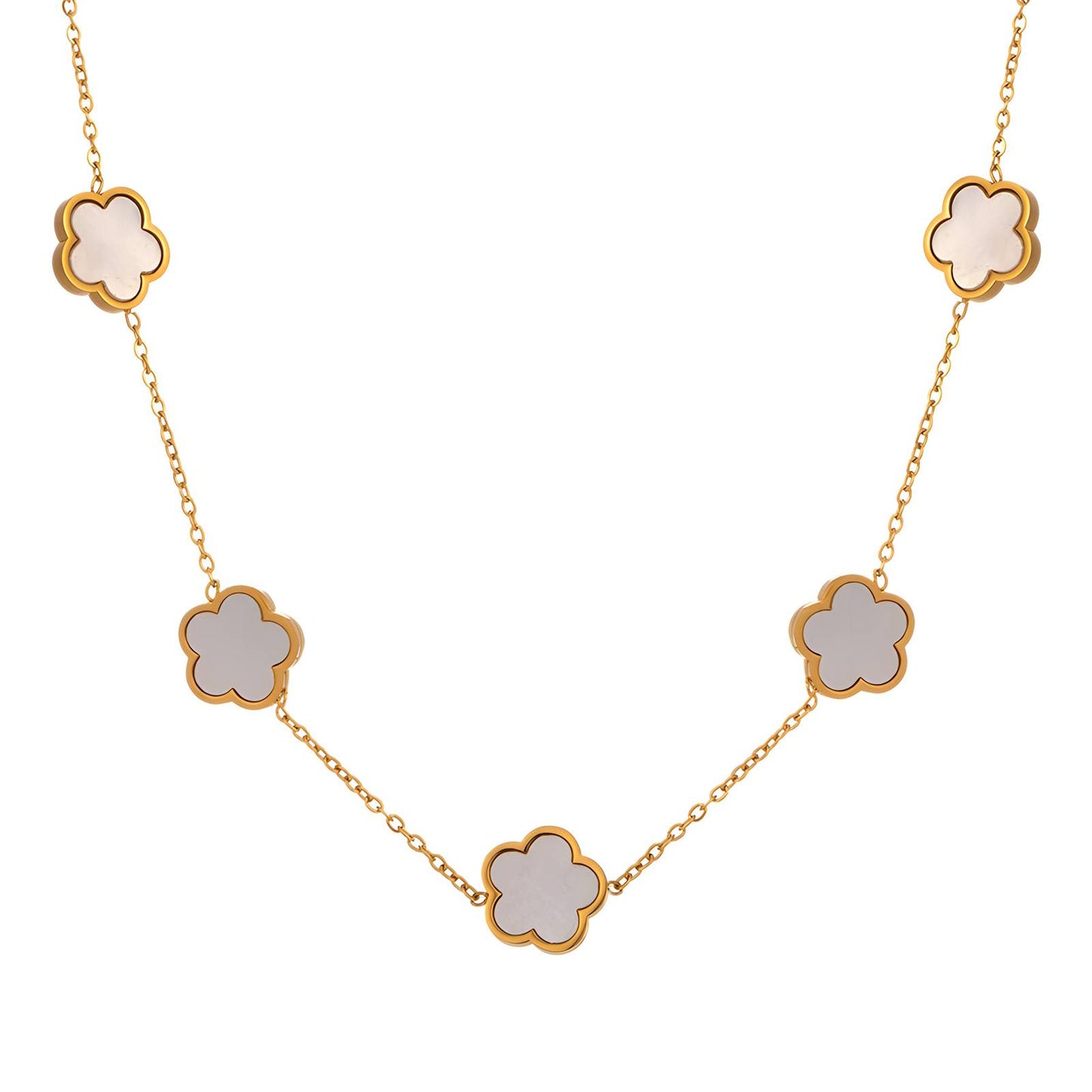 "Flower Meadow" Necklace, 18K Gold Plated Steel