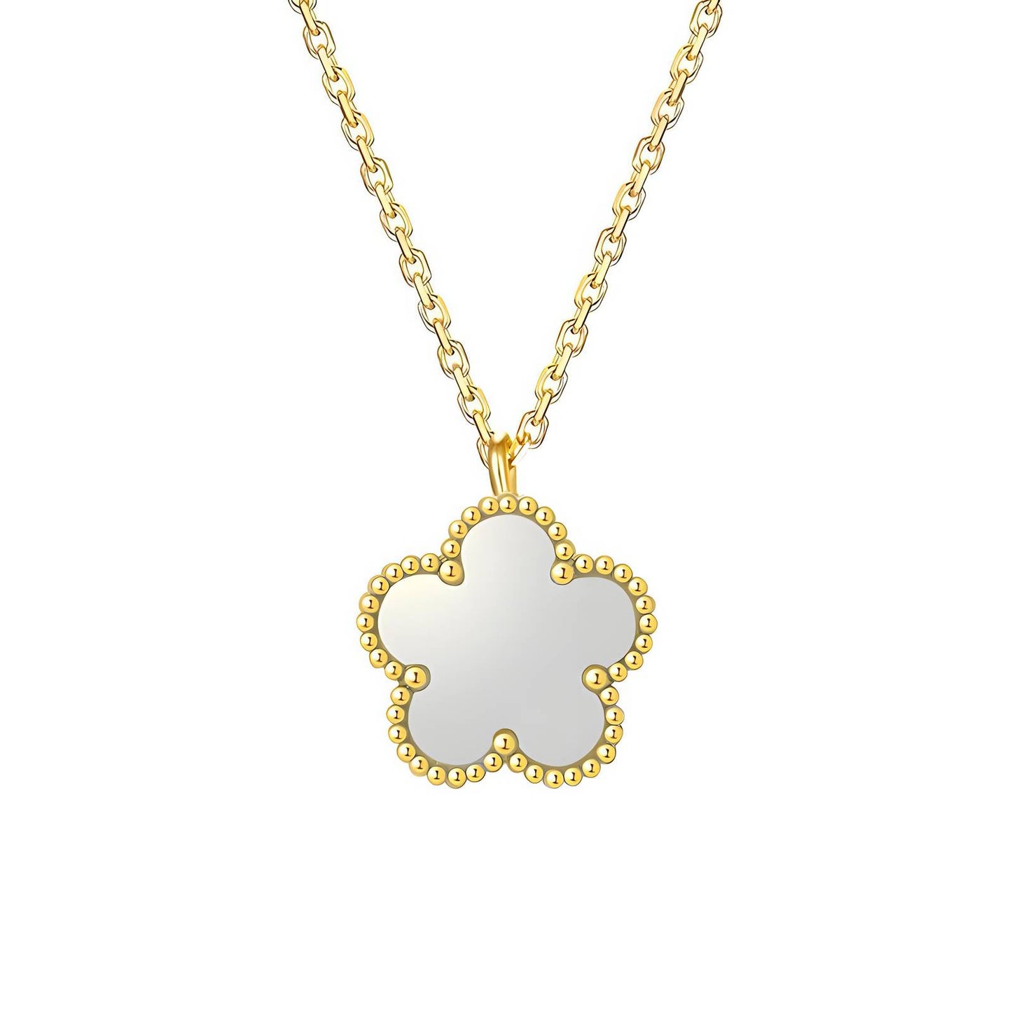 "Flower" Necklace, 18K Gold Plated Steel