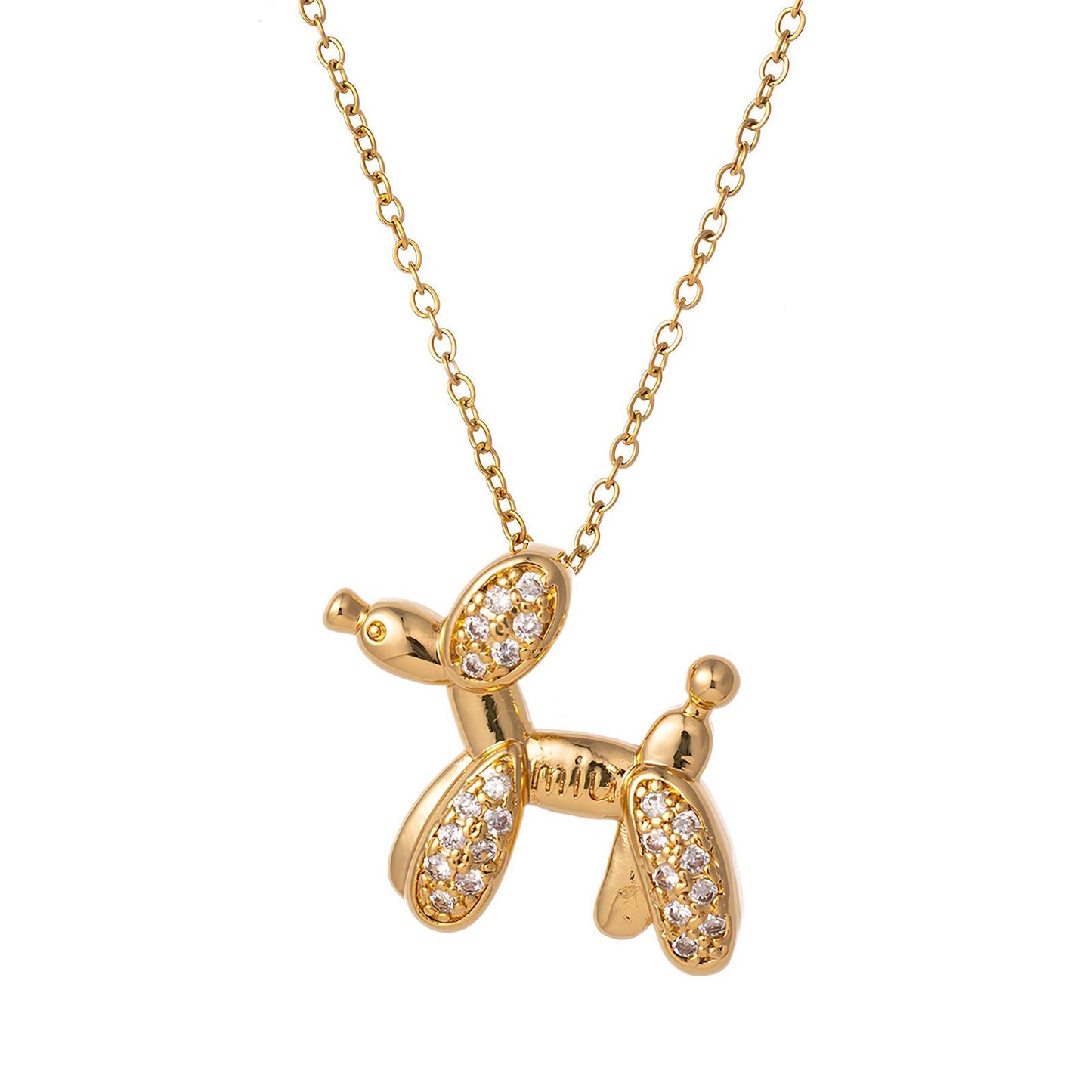 "Dog" Necklace, 18K Gold Plated Steel