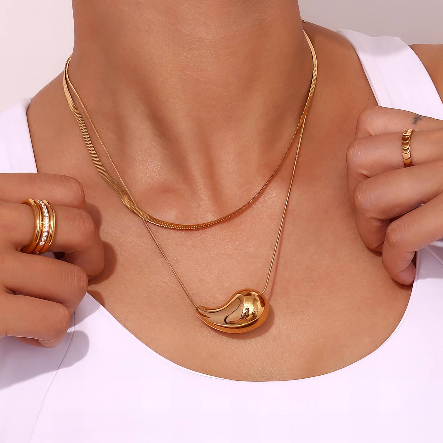 18K gold plated Stainless steel necklace, Intensity