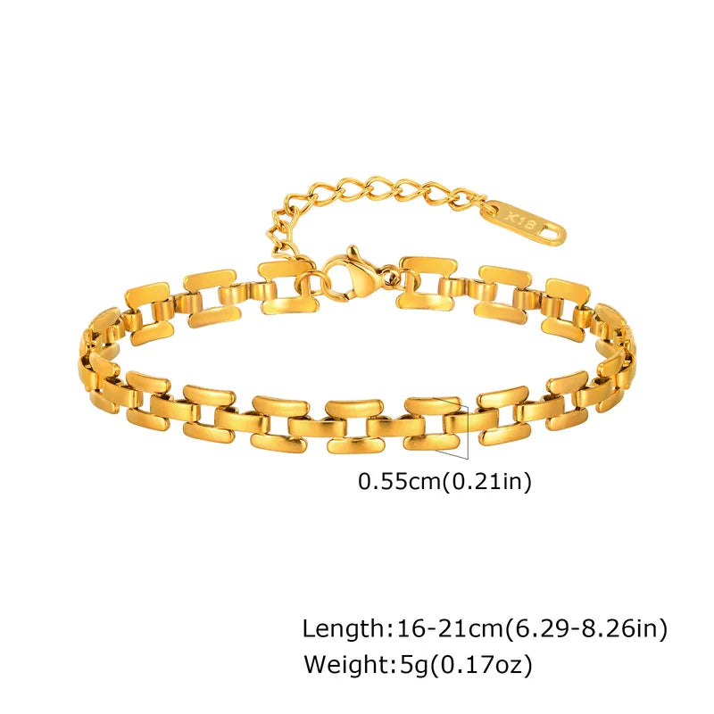 Geometric 201 Stainless Steel 18K Gold Plated Bracelets Necklace Chain