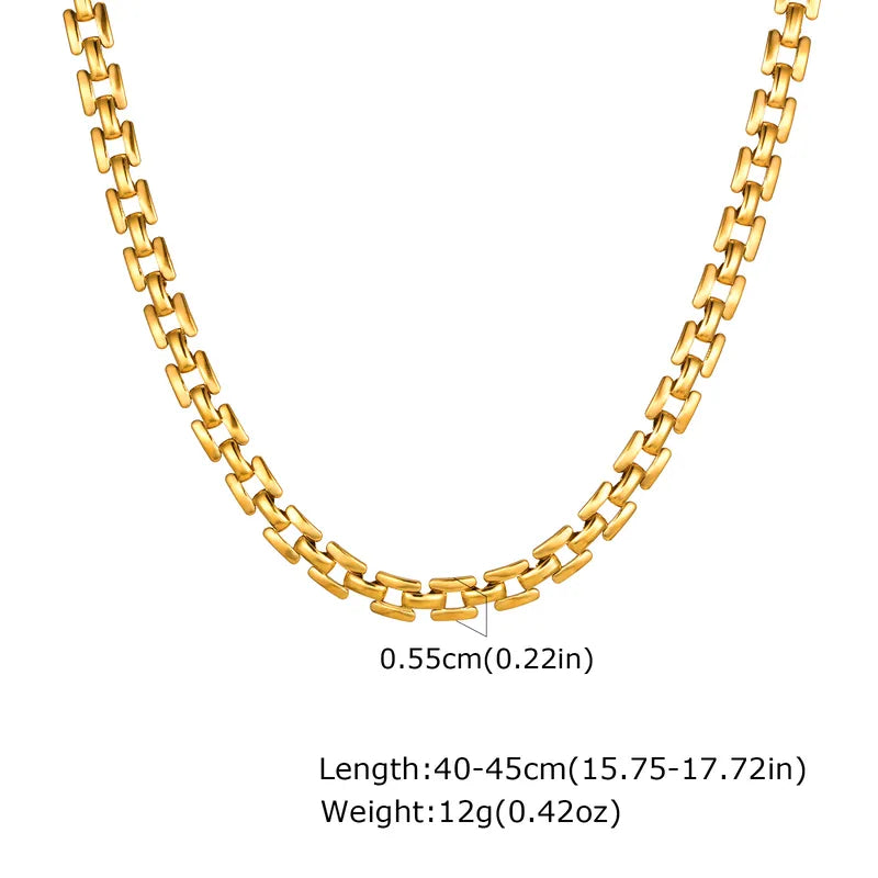Geometric 201 Stainless Steel 18K Gold Plated Bracelets Necklace Chain