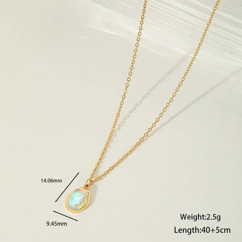 Jewelry Elegant Modern Style Irregular Geometric 304 Stainless Steel Zircon 18K Gold Plated Plating Inlay Pendant Necklace Cable Chain