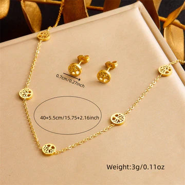Women Fashion Plant Tree Stainless Steel Electroplating Jewelry Sets
