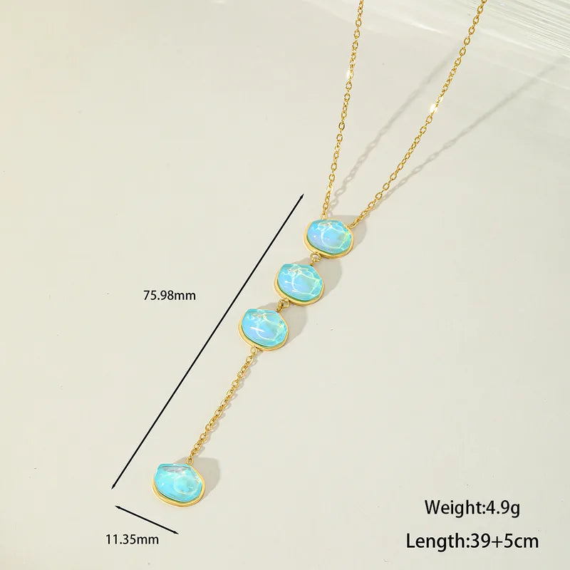 Jewelry Elegant Modern Style Irregular Geometric 304 Stainless Steel Zircon 18K Gold Plated Plating Inlay Pendant Necklace Cable Chain