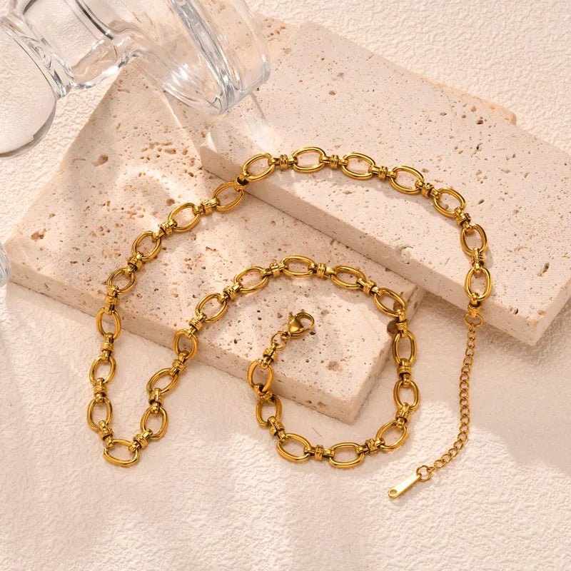 Simple Style Classic Style Solid Color 201 Stainless Steel 18K Gold Plated Necklace