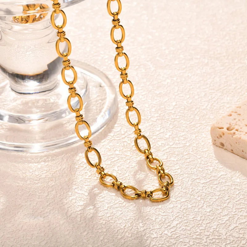 Simple Style Classic Style Solid Color 201 Stainless Steel 18K Gold Plated Necklace