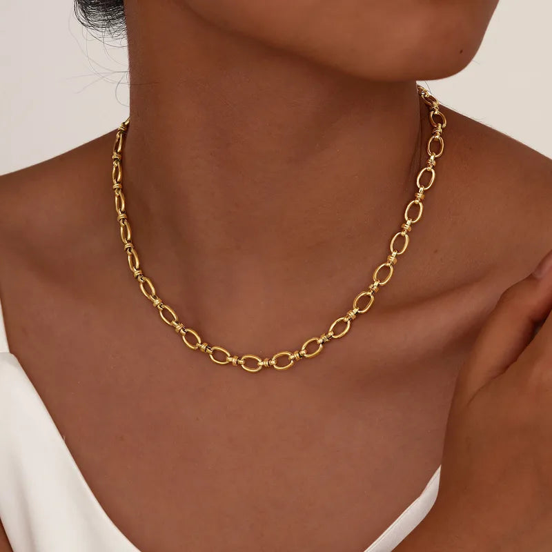 Simple Style Classic Style Solid Color 201 Stainless Steel 18K Gold Plated Necklace