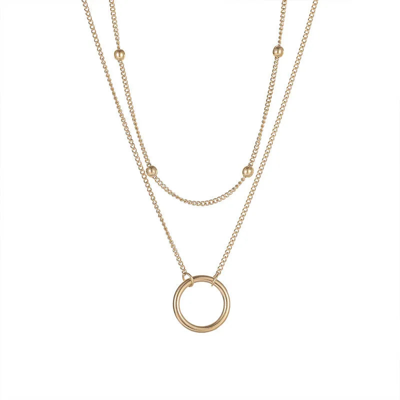 Jewelry Simple Style Round 304 Stainless Steel Layered Necklace