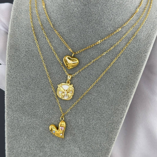 "Butterfly" Necklace, 18K Gold Plated Steel