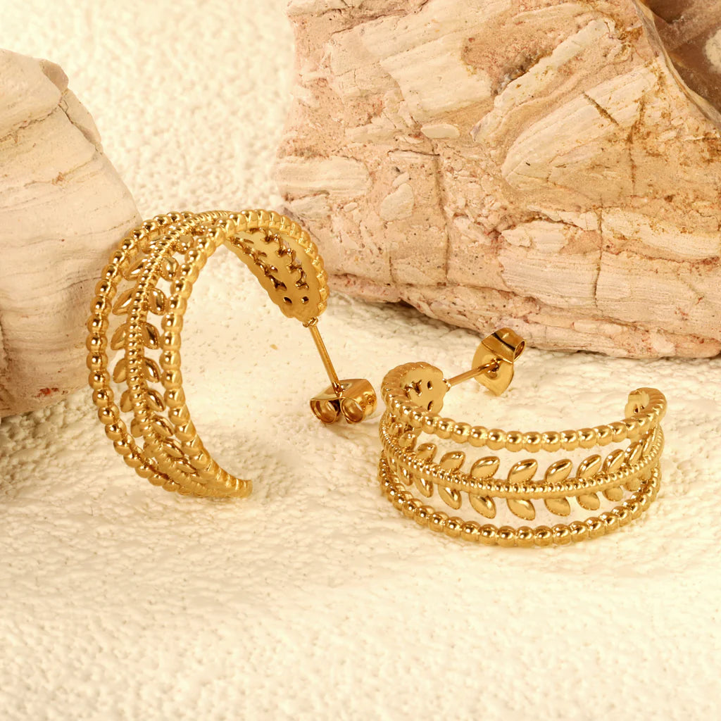 C-shaped flower earrings