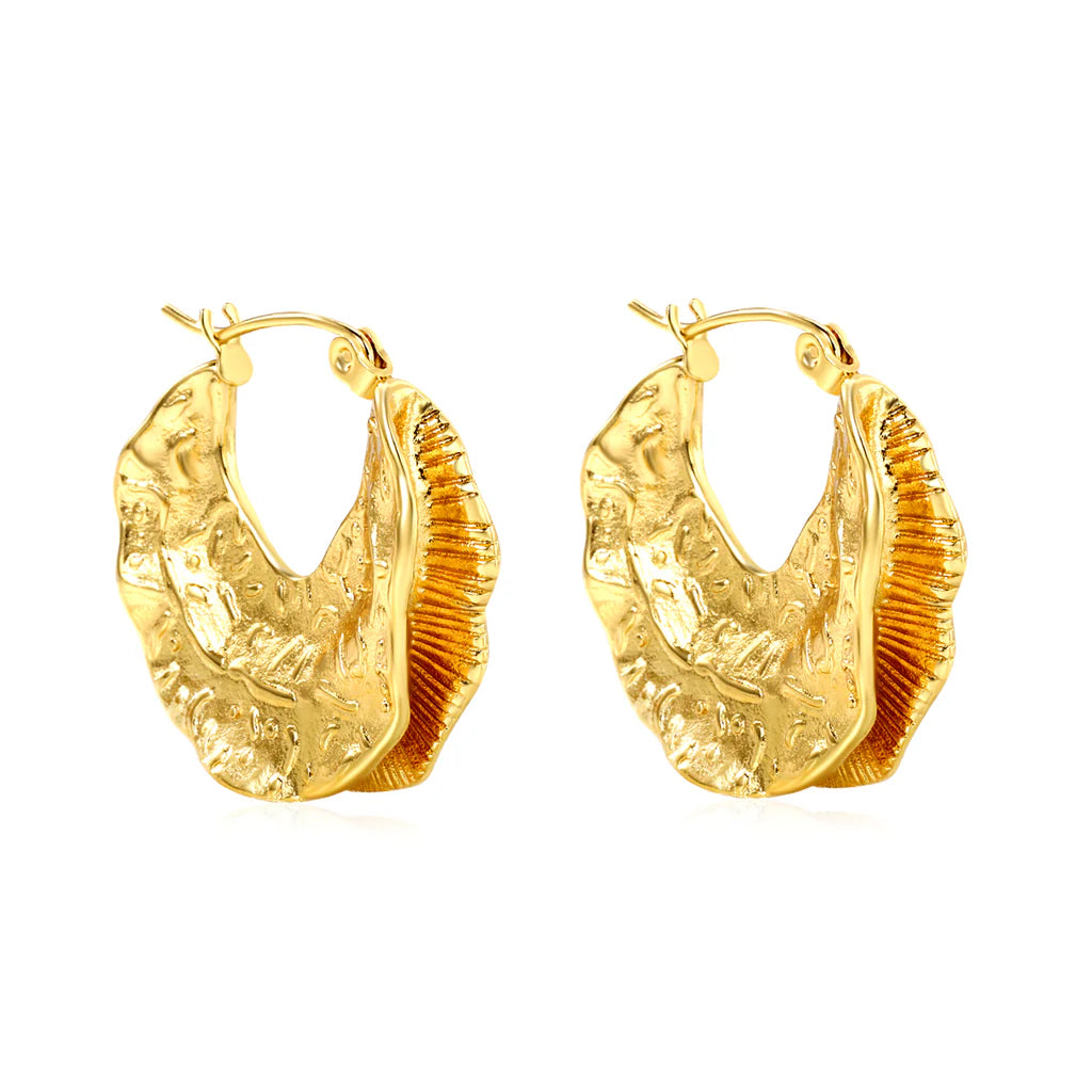 cast maple leaf earrings gold color