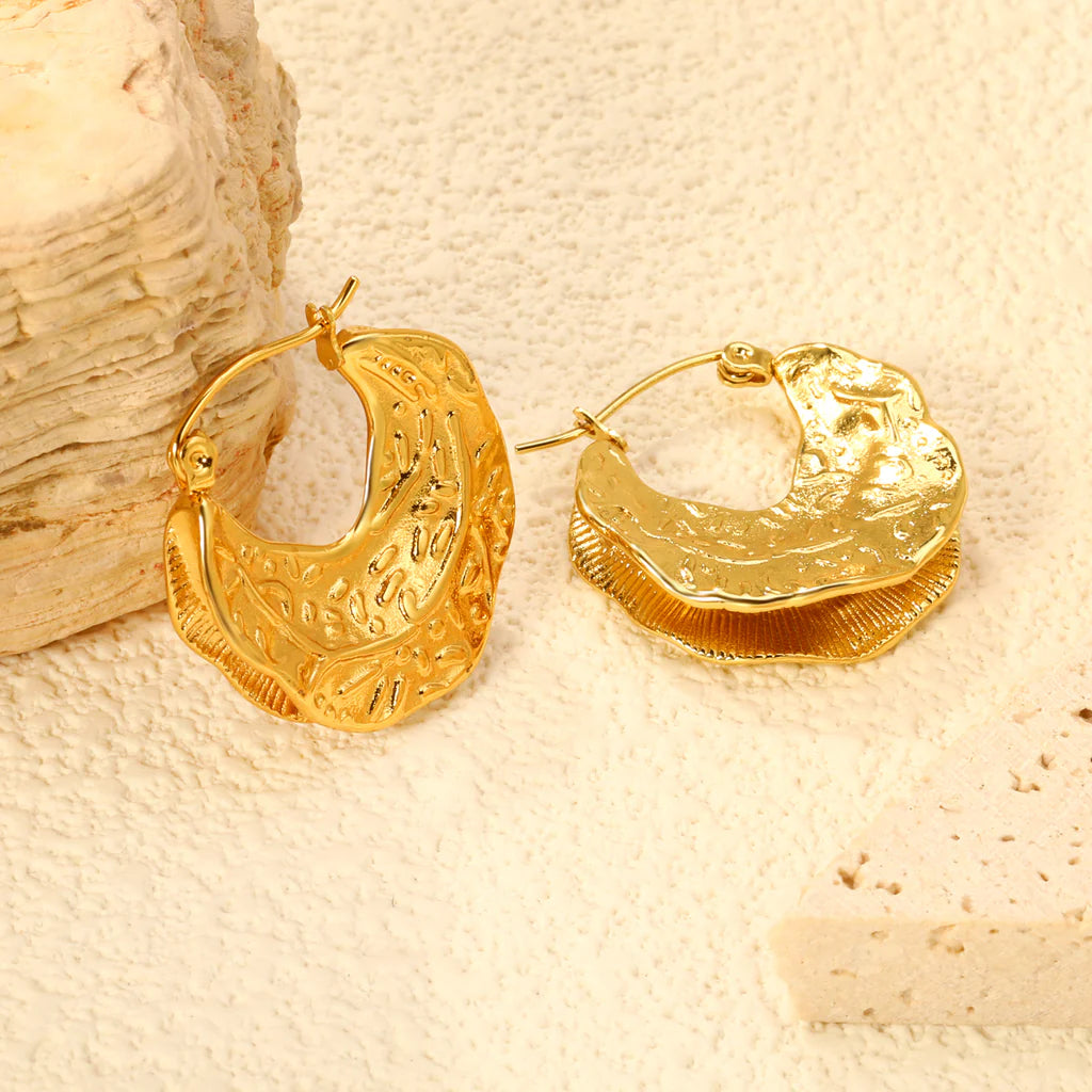 cast maple leaf earrings gold color