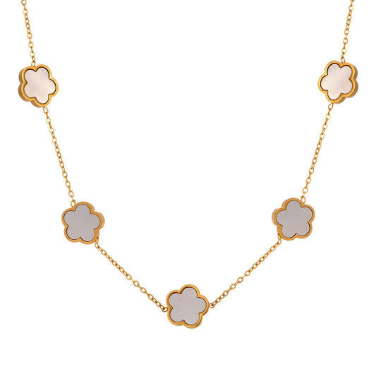 "Flower Meadow" Necklace, 18K Gold Plated Steel
