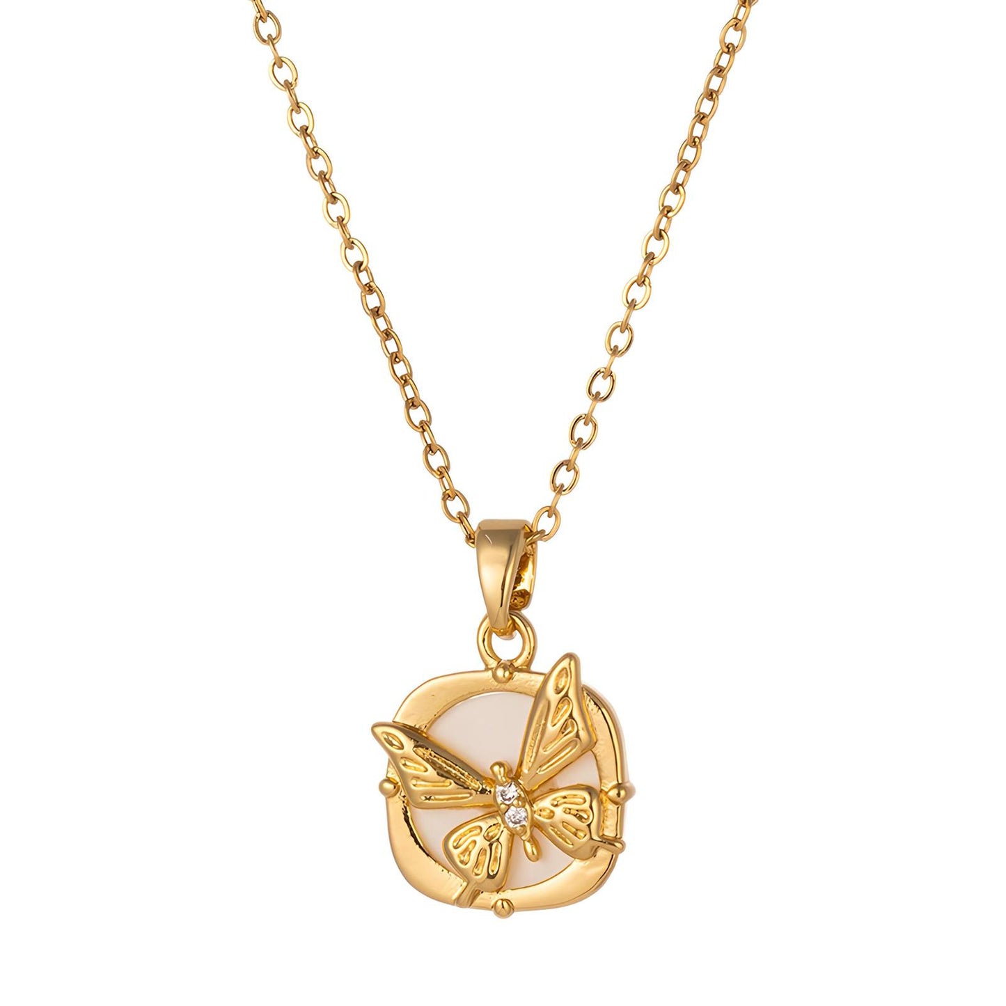 "Butterfly" Necklace, 18K Gold Plated Steel