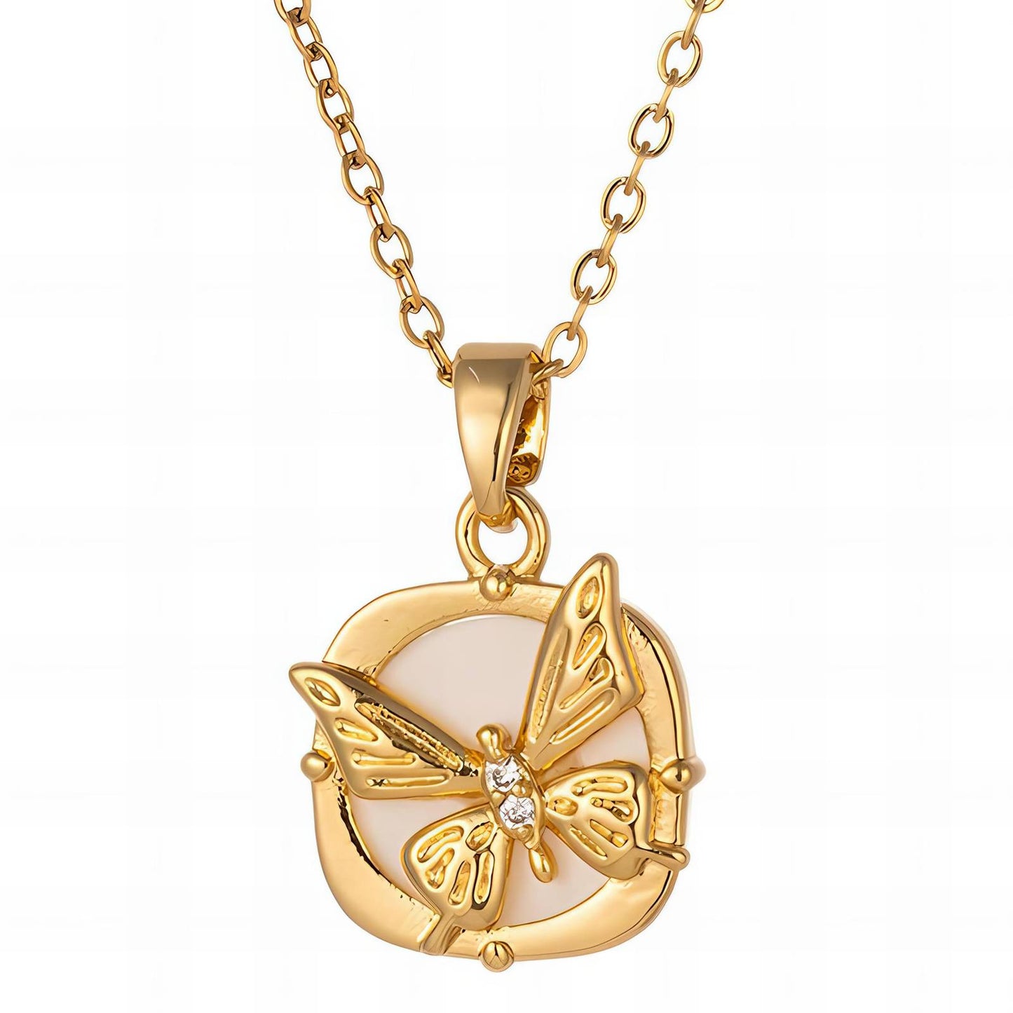 "Butterfly" Necklace, 18K Gold Plated Steel