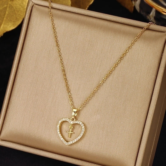 Elegant Minimalist love cross  Stainless Steel