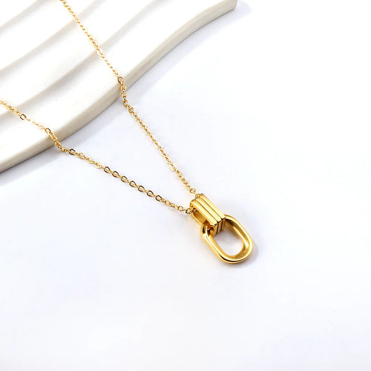 Long round frame clasp pendant necklace