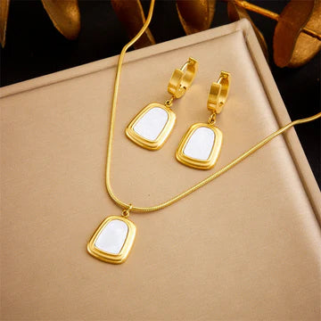 Fashion Women Quadrilateral Stainless Steel Electroplating Jewelry Sets