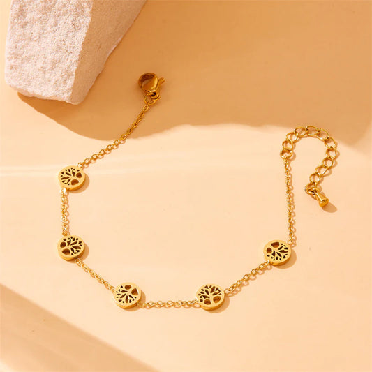 Women Fashion Plant Tree Stainless Steel Electroplating Jewelry Sets