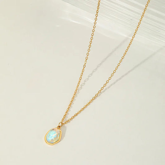 Jewelry Elegant Modern Style Irregular Geometric 304 Stainless Steel Zircon 18K Gold Plated Plating Inlay Pendant Necklace Cable Chain