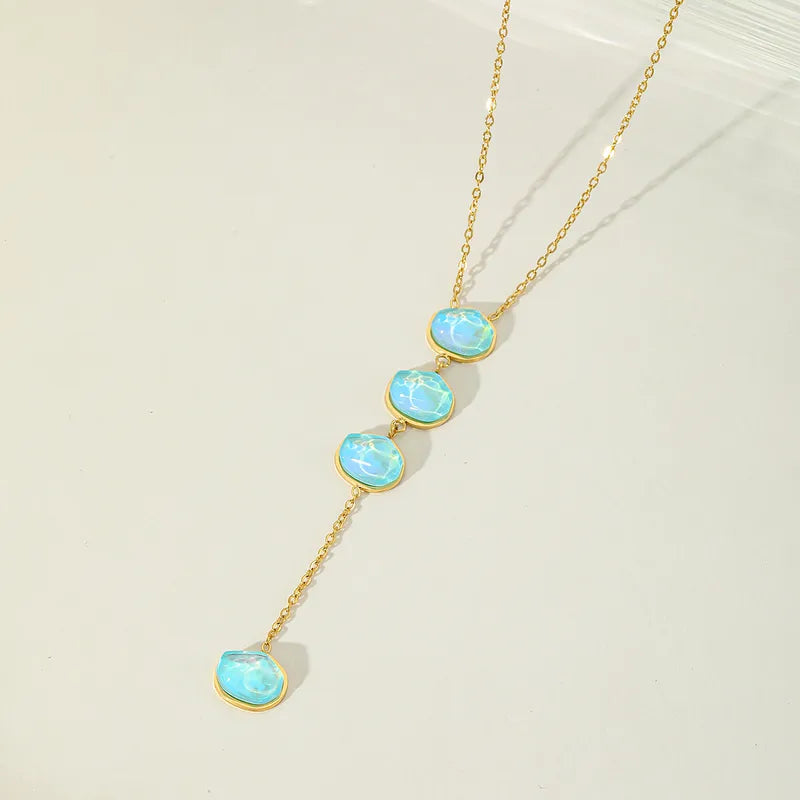 Jewelry Elegant Modern Style Irregular Geometric 304 Stainless Steel Zircon 18K Gold Plated Plating Inlay Pendant Necklace Cable Chain