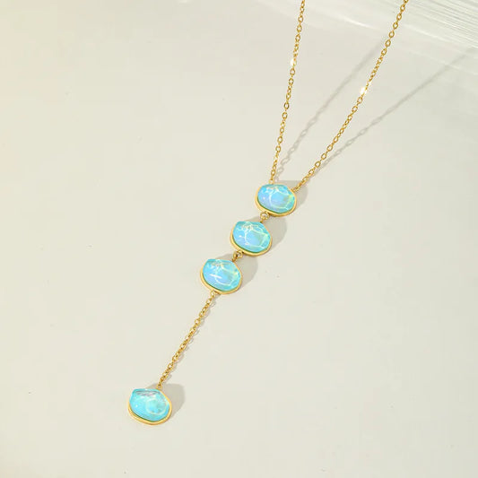 Jewelry Elegant Modern Style Irregular Geometric 304 Stainless Steel Zircon 18K Gold Plated Plating Inlay Pendant Necklace Cable Chain