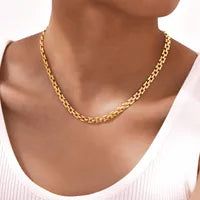 Geometric 201 Stainless Steel 18K Gold Plated Bracelets Necklace Chain