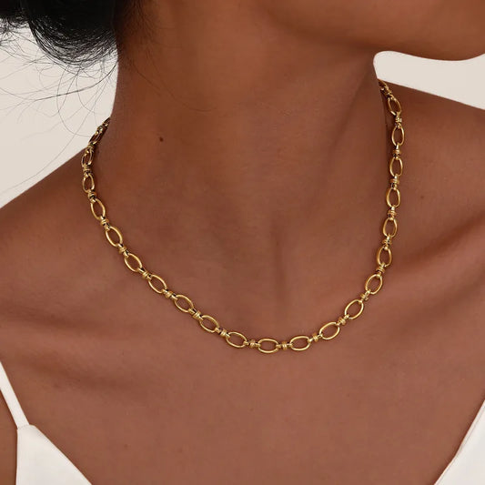 Simple Style Classic Style Solid Color 201 Stainless Steel 18K Gold Plated Necklace