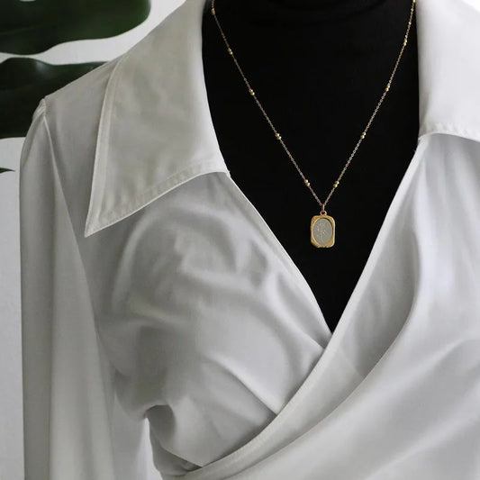 Wholesale Vintage Style Rose Flower Stainless Steel Titanium Steel Plating Pendant Necklace